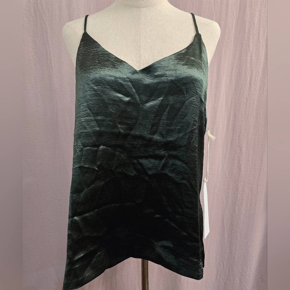Lumiere Women's Satin Racerback Camisole Top, Dark Green - Large NWT